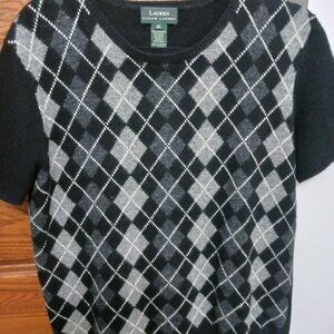 Vintage Ralph Lauren Lambswool Short Sleeve Argyle Sweater XL